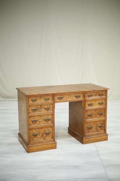 Antique 19th Century Pitch Pine Gothic Influence Desk
