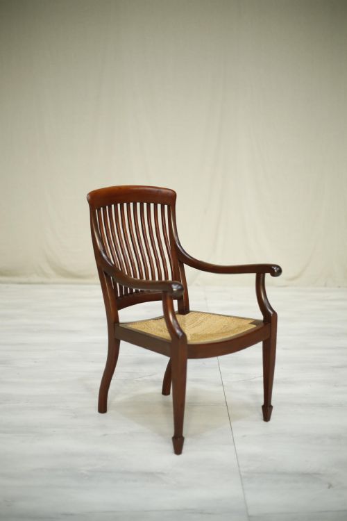 Early 20th Century Mahogany Rush Seated Desk Chair
