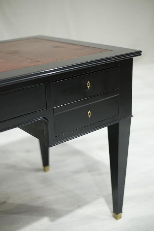 fig 2. Early 20th century antique leather topped ebonised desk