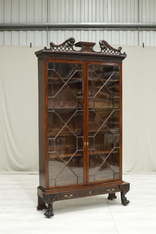 Monumental Georgian Glazed Library Cabinet