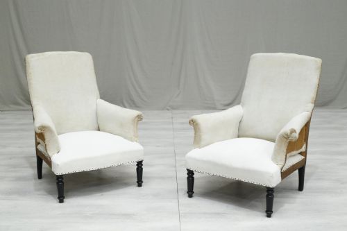 fig 1. Pair of Napoleon III square backed armchairs