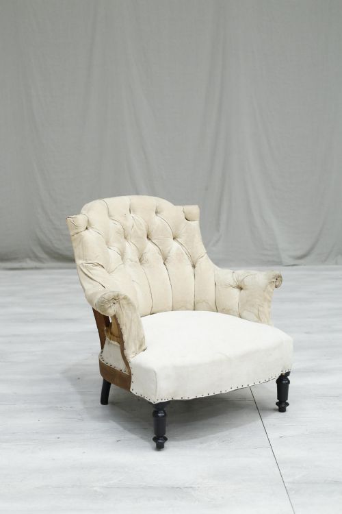 Single Napoleon III Buttoned Shield Back Armchair