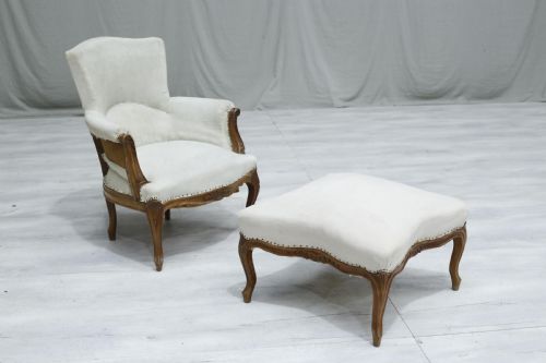 fig 1. 19th century French curved armchair with footstool