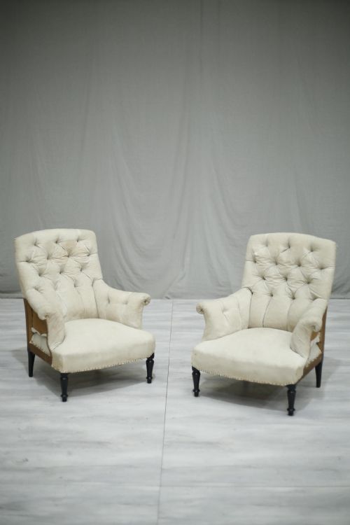 Pair of Napoleon III Buttoned Backed Armchairs No2	