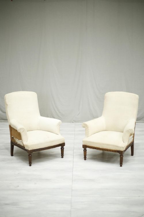 Pair of 19th Century Armchairs with Carved Frames	