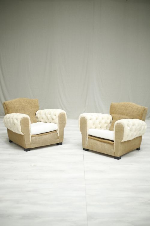 Pair of 1930'S Moustache Backed Club Chairs	