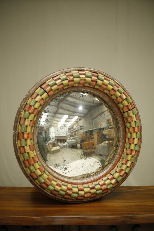 Early 20th Century Painted Convex Mirror	