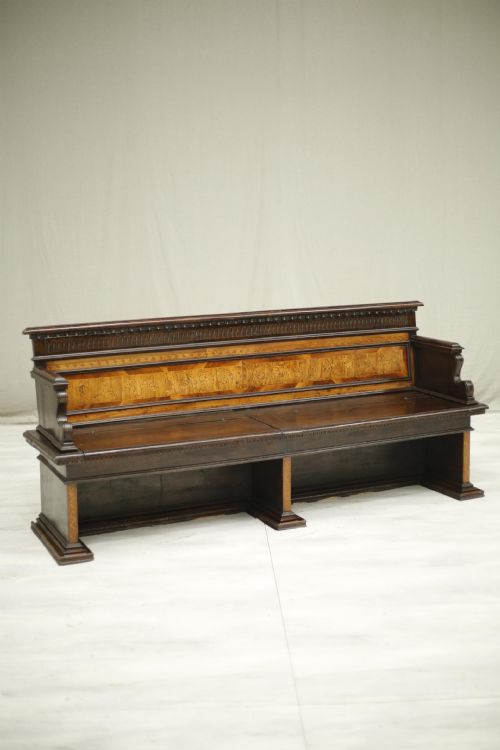 19th Century Italian Penwork Detail Hall Bench