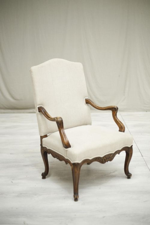19th Century Carved French Open Armchair