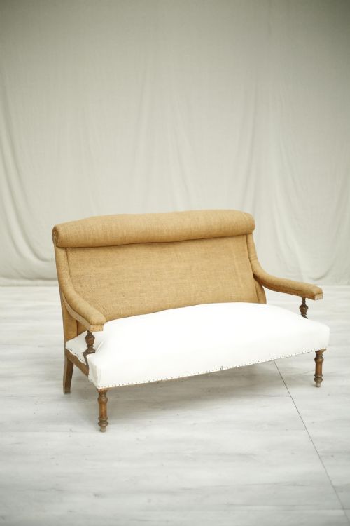 19th Century French Roll Top Open Armed Sofa