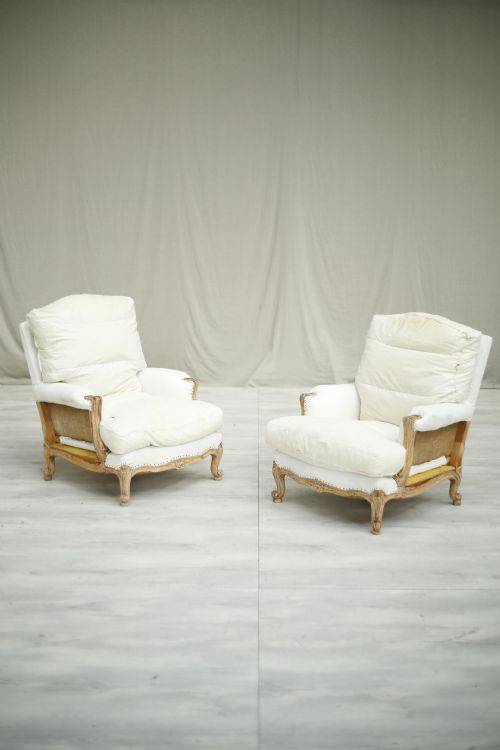 Pair of 20th Century Pale Framed French Armchairs