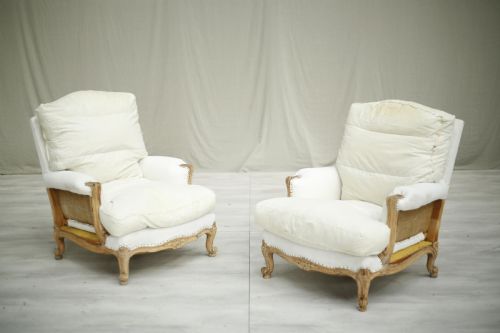 fig 1. Pair of 20th century pale framed French armchairs