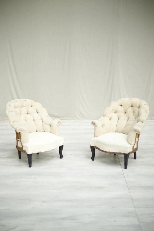 Pair of Napoleon III Curved Back Tub Chairs
