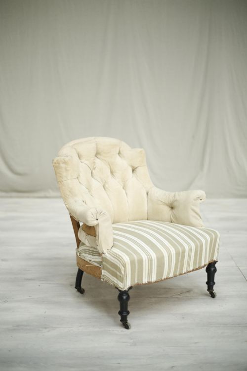 Single Napoleon III Buttoned Shield Back Armchair