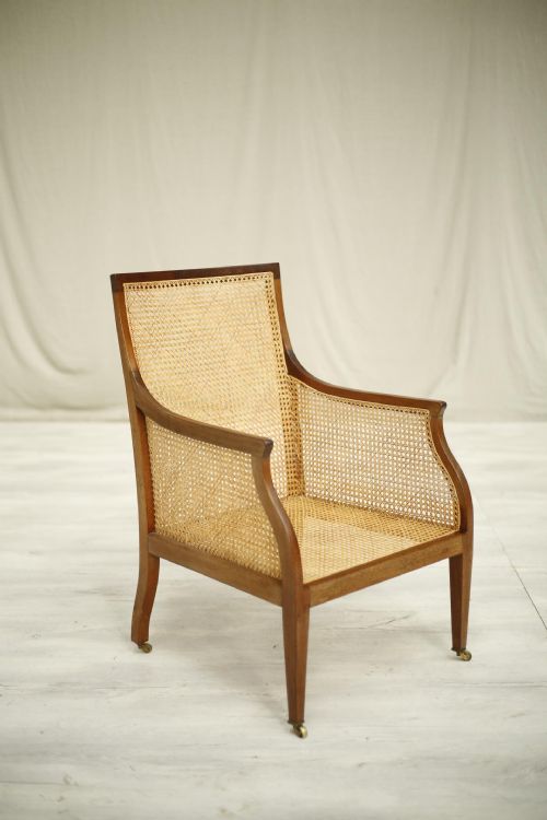 Early 20th Century Mahogany and Rattan Armchair