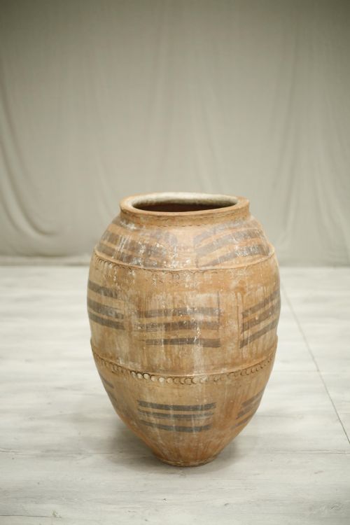 Large Early 20th Century Spanish Olive Pot- Striped