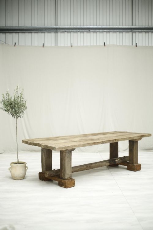20th Century Large Weathered Pine Garden Table