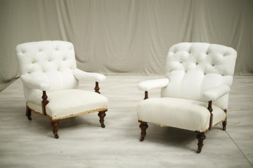 fig 1. Pair of 19th century country house open armchairs