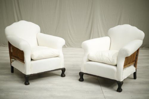 fig 1. Pair of c.1900 country house armchairs - claw feet