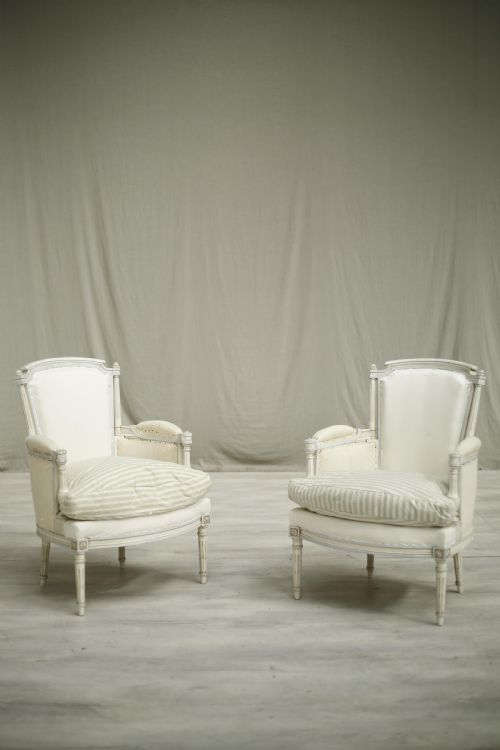 Pair of 1920'S Painted French Armchairs- Cushioned