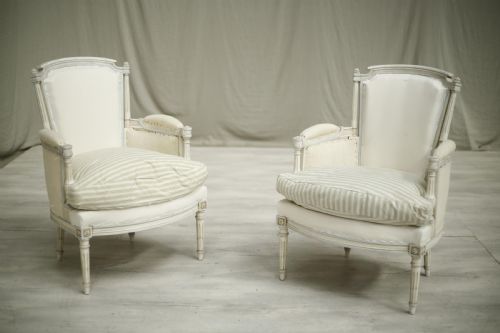 fig 1. Pair of 1920's Painted French armchairs- Cushioned
