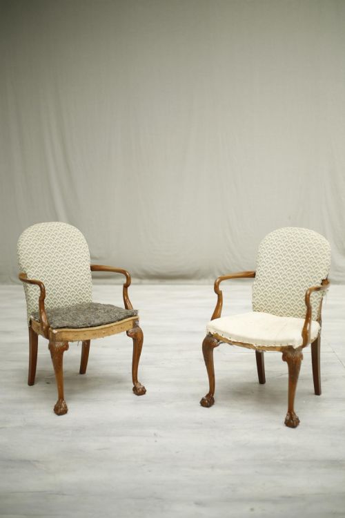 Pair of C.1920's Walnut Open Armed Desk Chairs