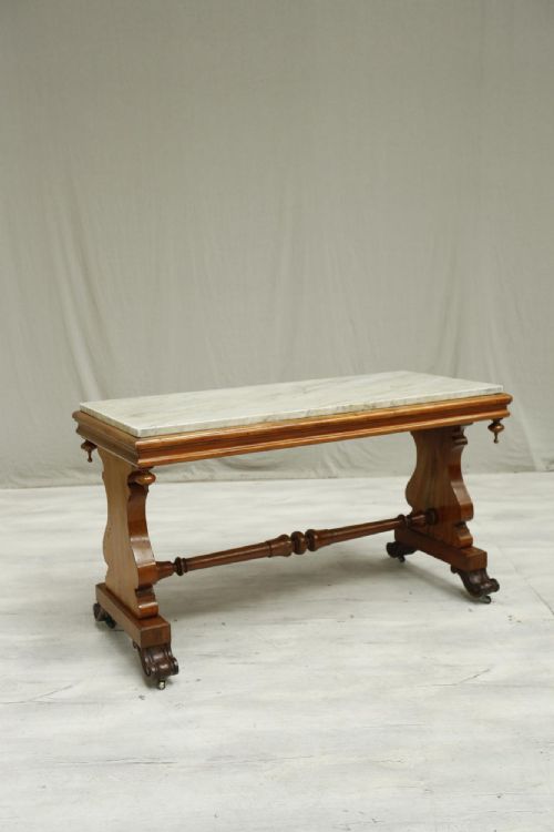 Victorian Mahogany and Marble Sofa Table