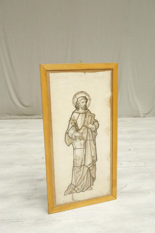 19th Century Stained Glass Plan Watercolour- St Peter