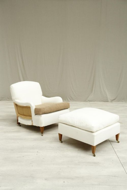 20th Century Howard Style Armchair and Footstool
