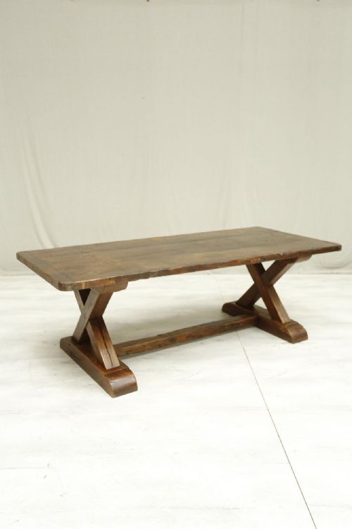 Early 20th Century Oak X Frame Dining Table