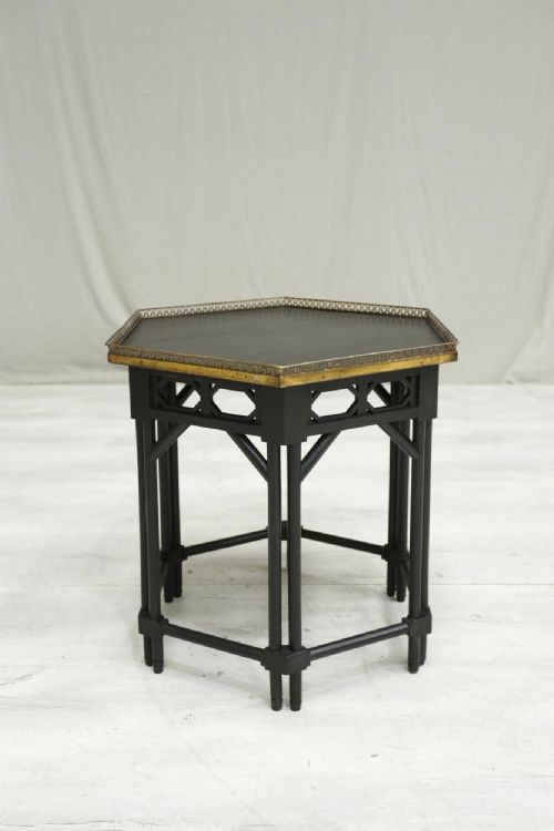 19th Century Hexagonal Ebonised Lamp Table
