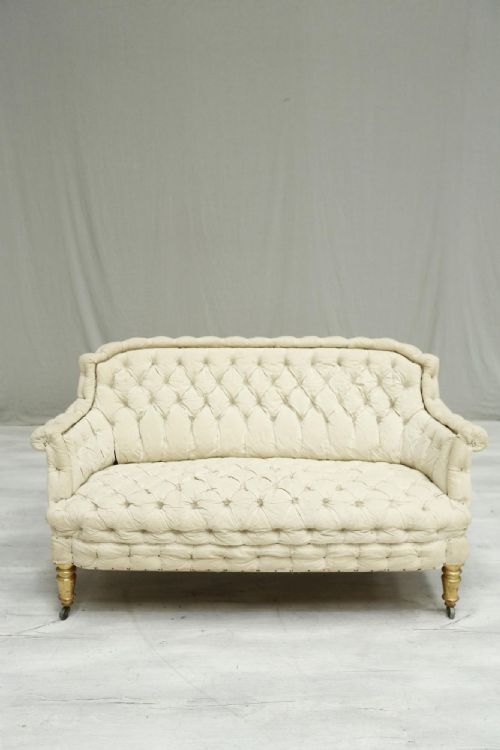 19th Century Buttoned Piecrust French Sofa