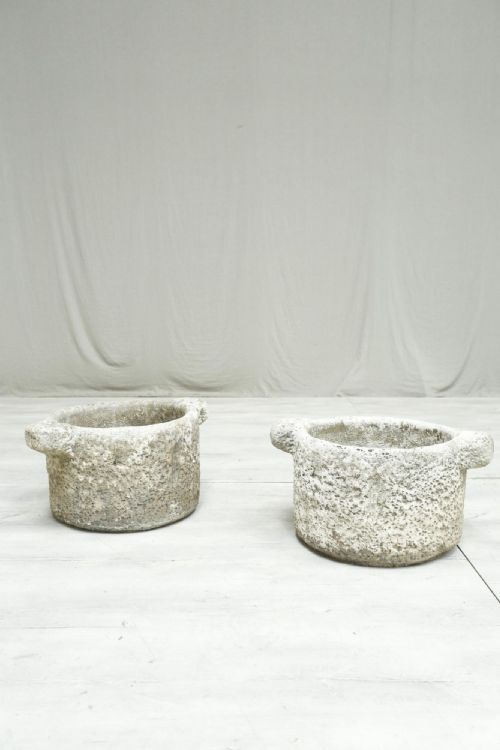 Pair of Antique Hewn Stone Mortars