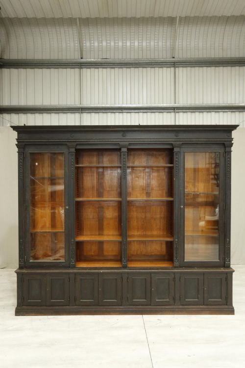 Antique C.1900 Ebonised Library Cabinet