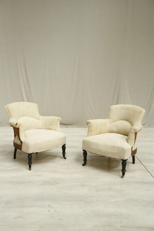 Pair of Napoleon Low Curved Back Armchairs
