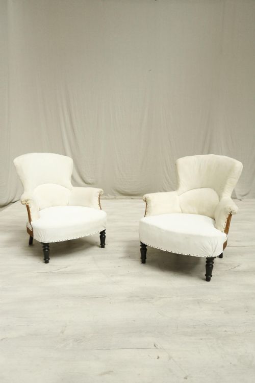 Pair of Napoleon III Curved Back Armchairs