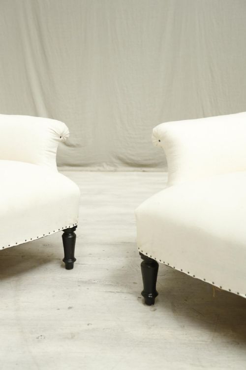 fig 1. Pair of Napoleon III high square backed armchairs