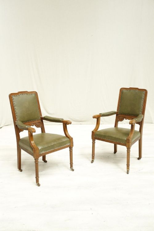 Pair of Late Victorian Oak Desk Chairs