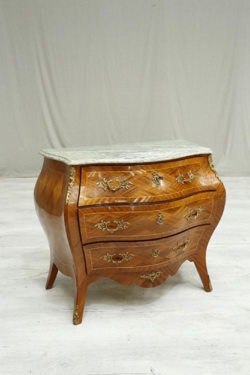 20th Century French Bombe Chest with Green Marble