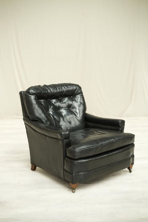 20th Century Black Leather Armchair by Bloomingdales