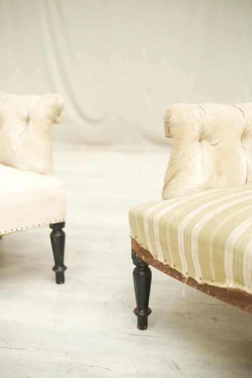 fig 1. Pair Napoleon III buttoned Square back armchairs