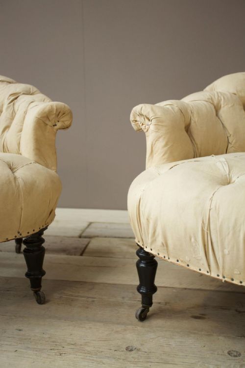 fig 1. Pair of French Buttoned tub chairs