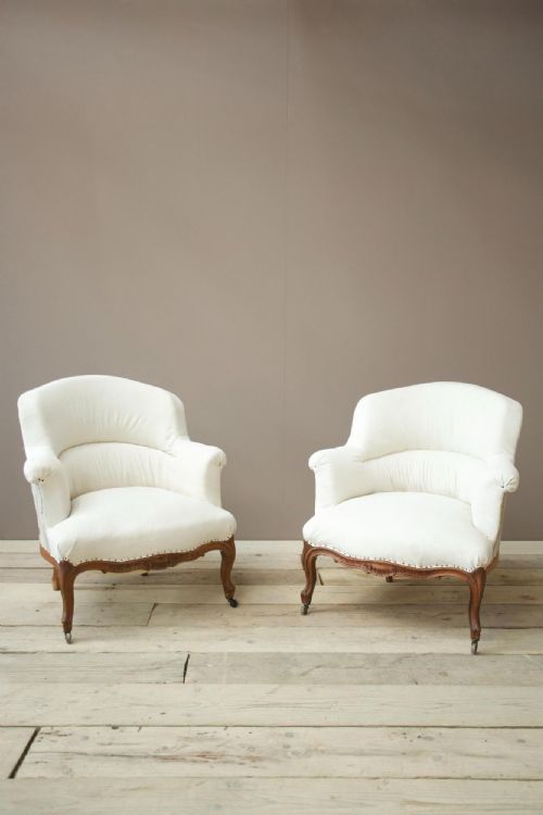 Pair of French Shield Back Armchairs -Carved Frame