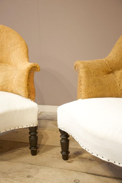 fig 1. Pair of Napoleon III plain curved back armchairs