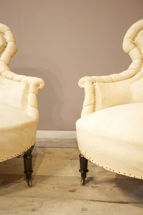 fig 1. Pair of Napoleon III Scalloped pie crust armchairs