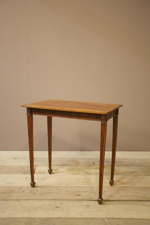 Edwardian Cherrywood Table with Marquetry Details