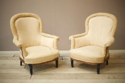 fig 1. Pair of Napoleon III Plain Piecrust armchairs