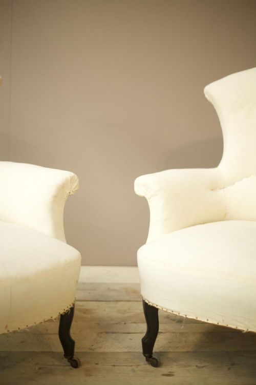 fig 1. Pair Napoleon III High backed fishtail armchairs