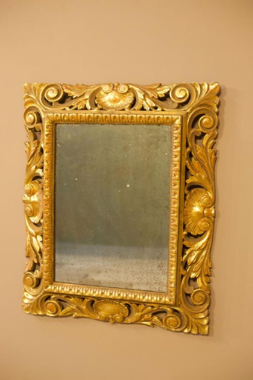 19th Century Italian Gilt Mirror with Distressed Plate