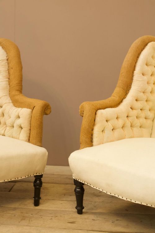 fig 1. Pair of Napoleon III buttoned wingback armchairs
